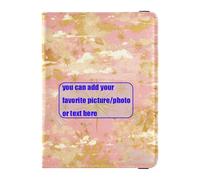 Custodia porta passaporto in pelle con castello delle fiabe dorata, custodia da viaggio con slot per carte di vaccinazione, porta passaporto ultra sottile, Castello delle fiabe d'oro rosa, 1 size