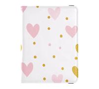 Custodia porta passaporto in pelle con cuore a pois per San Valentino Combo Travel passaporto portafoglio carino libro passaporto ultra sottile, cuore dot San Valentino, 1 size