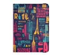 Custodia porta passaporto in pelle con motivo Parigi Terra, con scomparti per carte di vaccino, ultra sottile, Parigi terra paesi vividi colore, 1 size
