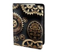 Custodia porta passaporto in pelle con stampa Steampunk Gears, per donne e uomini, portafoglio da viaggio porta passaporto, nero, Taglia unica