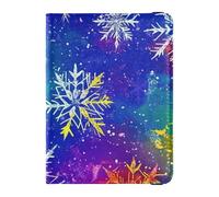 Custodia porta passaporto in pelle dai colori vivaci con fiocchi di neve Custodia da viaggio per passaporto con slot per carte di vaccinazione organizer per documenti accessori leggeri, Fiocchi di