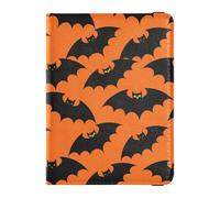 Custodia porta passaporto per viaggi Halloween pipistrelli in arancione custodia per passaporto per donne uomini con slot per carte