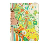 Custodia porta passaporto personalizzabile elegante signora con una spada verde in pelle verde porta passaporto combo con slot per carte di vaccino impermeabile, Signora elegante con una spada verde,