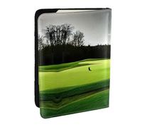Custodia porta passaporto verde con stampa campo da golf per viaggi, organizer da viaggio porta carte di credito porta passaporto, Nero , Taglia unica