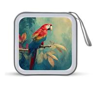 Custodia portatile per CD e DVD, motivo: ara scarlatta, su un ramo della giungla, per auto, casa, viaggio