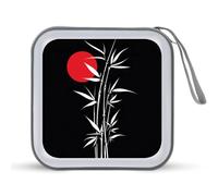 Custodia portatile per CD e DVD, motivo: sole rosso, in bambù, stile giapponese