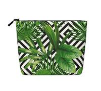 Custodia portatile per cosmetici con pianta tropicale di palma, canapa finta, grande borsa per il trucco impermeabile da viaggio