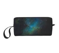 Custodia portatile per cosmetici, con stampa verde galassia, custodia da viaggio, borsa organizer con cerniera per un accesso rapido