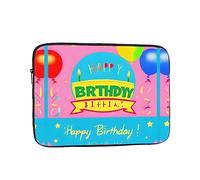 Custodia portatile per laptop da 12 pollici con stampa di palloncini di buon compleanno, ideale per viaggi di lavoro e ufficio per uomini e donne