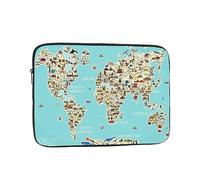 Custodia portatile per laptop da 13 pollici con mappa delle icone dei viaggi nel mondo, compatibile con Air, per uomini, donne, studenti universitari e scuole.