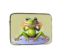 Custodia portatile per laptop da 15 pollici con stampa "The Funny Frog Doing Yoga", ideale per viaggi di lavoro e ufficio per uomini e donne.