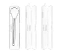Custodia portatile per raschiare la lingua, 3 pezzi, da viaggio, con coperchio e fori per l'aria, in plastica trasparente, 16 x 3,8 x 1,5 cm