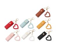Custodia portatile per rossetto, rossetto e balsamo per le labbra, portachiavi da donna, con mini specchio a forma di cuore, organizer per lucidalabbra per balsamo per labbra e rossetto, Mix, 7 pezzi