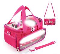 Custodia portatile per Toniebox Starter Set e statuette, 25,4 x 15,2 x 15,0 cm, PVC + borsa portaoggetti in tessuto con tracolla, compatibile con accessori per lettore audio (rosa)