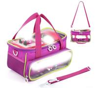 Custodia portatile per Toniebox Starter Set e statuette, 25,4 x 15,2 x 15,0 cm, PVC + borsa portaoggetti in tessuto con tracolla, compatibile con accessori per lettori audio (viola)