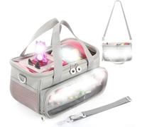 Custodia portatile per Toniebox Starter Set e statuette, 25,4 x 15,2 x 15,0 cm, PVC + borsa portaoggetti in tessuto con tracolla, compatibile con accessori per lettore audio (grigio)