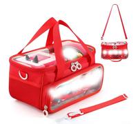 Custodia portatile per Toniebox Starter Set e statuette, 25,4 x 15,2 x 15,0 cm, PVC + borsa portaoggetti in tessuto con tracolla, compatibile con accessori per lettore audio (rosso)