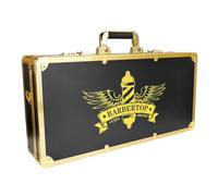 Custodia professionale per articoli da barbiere, custodia per tagliacapelli e forniture, custodia per attrezzi da parrucchiere, con manico e blocco numero, da viaggio da barbiere (dorato)