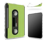 Custodia progettata per Samsung Galaxy Tab S8 Plus 2022/S7 FE 2021/S7 Plus 2020 da 12,4 pollici con supporto per penna S, retro trasparente con cassetta a nastro verde, cover paraurti sottile in