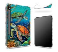 Custodia progettata per Samsung Galaxy Tab S8 Plus 2022/S7 FE 2021/S7 Plus 2020 da 12,4 pollici con supporto per penna S, retro trasparente con tartarughe, cover paraurti sottile in morbido TPU