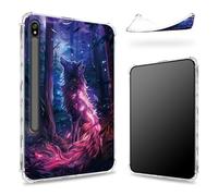 Custodia progettata per Samsung Galaxy Tab S8 Plus 2022/S7 FE 2021/S7 Plus 2020 da 12,4 pollici con portapenne, retro trasparente con lupo magico, cover paraurti sottile in morbido TPU antiurto