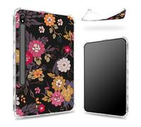 Custodia progettata per Samsung Galaxy Tab S8 Plus 2022/S7 FE 2021/S7 Plus 2020 da 12,4 pollici con supporto per penna S, retro trasparente con fiore in fiore, cover paraurti sottile in morbido TPU