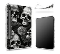 Custodia progettata per Samsung Galaxy Tab S8 Plus 2022/S7 FE 2021/S7 Plus 2020 da 12,4 pollici con supporto per penna S, retro trasparente con teschio scuro, cover paraurti sottile in morbido TPU