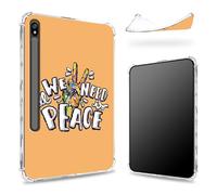 Custodia progettata per Samsung Galaxy Tab S8 Plus 2022/S7 FE 2021/S7 Plus 2020 da 12,4 pollici con portapenne, retro trasparente con segno di pace della mano colorata, cover paraurti sottile in