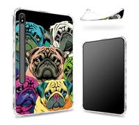 Custodia progettata per Samsung Galaxy Tab S8 Plus 2022/S7 FE 2021/S7 Plus 2020 da 12,4 pollici con supporto per penna S, retro trasparente con carlini colorati, cover paraurti sottile in morbido TPU