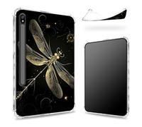 Custodia progettata per Samsung Galaxy Tab S8 Plus 2022/S7 FE 2021/S7 Plus 2020 da 12,4 pollici con supporto per penna S, retro trasparente con libellula, cover paraurti sottile in morbido TPU