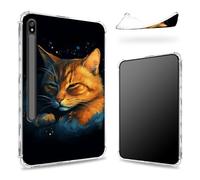 Custodia progettata per Samsung Galaxy Tab S8 Plus 2022/S7 FE 2021/S7 Plus 2020 da 12,4 pollici con supporto per penna S, retro trasparente con gatto assonnato, cover paraurti sottile in morbido TPU
