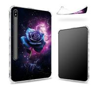 Custodia progettata per Samsung Galaxy Tab S8 Plus 2022/S7 FE 2021/S7 Plus 2020 da 12,4 pollici con supporto per penna S, retro trasparente con rosa galassia viola, cover paraurti sottile in morbido