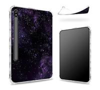 Custodia progettata per Samsung Galaxy Tab S8 Plus 2022/S7 FE 2021/S7 Plus 2020 da 12,4 pollici con supporto per penna S, retro trasparente con galassia viola, cover paraurti sottile in morbido TPU