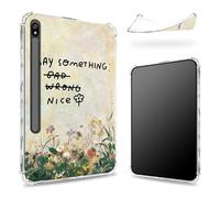 Custodia progettata per Samsung Galaxy Tab S8 Plus 2022/S7 FE 2021/S7 Plus 2020 da 12,4 pollici con portapenne, retro trasparente con Say Something Nice Flower, cover paraurti sottile in morbido TPU
