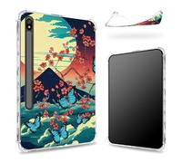 Custodia progettata per Samsung Galaxy Tab S8 Plus 2022/S7 FE 2021/S7 Plus 2020 da 12,4 pollici con supporto per penna S, retro trasparente con supporto Fuji Sakura Butterfly, cover paraurti sottile