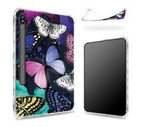 Custodia progettata per Samsung Galaxy Tab S8 Plus 2022/S7 FE 2021/S7 Plus 2020 da 12,4 pollici con supporto per penna S, retro trasparente con farfalla colorata, cover paraurti sottile in morbido TPU