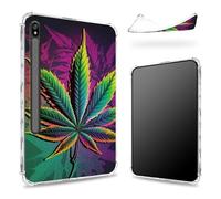 Custodia progettata per Samsung Galaxy Tab S8 Plus 2022/S7 FE 2021/S7 Plus 2020 da 12,4 pollici con supporto per penna S, retro trasparente con erbaccia colorata, cover paraurti sottile in morbido TPU