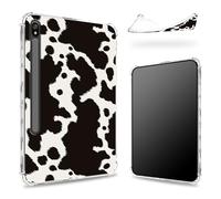 Custodia progettata per Samsung Galaxy Tab S8 Plus 2022/S7 FE 2021/S7 Plus 2020 da 12,4 pollici con supporto per penna S, retro trasparente con pelle di mucca, cover paraurti sottile in morbido TPU