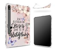 Custodia progettata per Samsung Galaxy Tab S8 Plus 2022/S7 FE 2021/S7 Plus 2020 da 12,4 pollici con supporto per penna S, retro trasparente con farfalla Sakura, cover paraurti sottile in morbido TPU