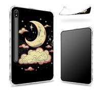 Custodia progettata per Samsung Galaxy Tab S8 Plus 2022/S7 FE 2021/S7 Plus 2020 da 12,4 pollici con supporto per penna S, retro trasparente con luna nuvola, cover paraurti sottile in morbido TPU