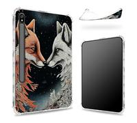 Custodia progettata per Samsung Galaxy Tab S8 Plus 2022/S7 FE 2021/S7 Plus 2020 da 12,4 pollici con supporto per penna S, retro trasparente con volpe Yin-Yang, cover paraurti sottile in morbido TPU