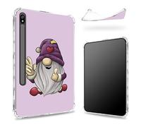 Custodia progettata per Samsung Galaxy Tab S8 Plus 2022/S7 FE 2021/S7 Plus 2020 da 12,4 pollici con portapenne, retro trasparente con simpatico nano viola, cover paraurti sottile in morbido TPU