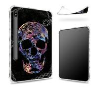 Custodia progettata per Samsung Galaxy Tab S8 Plus 2022/S7 FE 2021/S7 Plus 2020 da 12,4 pollici con supporto per penna S, retro trasparente con teschio e grillo, cover paraurti sottile in morbido TPU