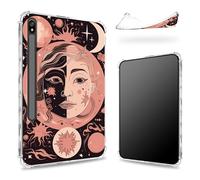Custodia progettata per Samsung Galaxy Tab S8 Plus 2022/S7 FE 2021/S7 Plus 2020 da 12,4 pollici con supporto per penna S, retro trasparente con luna sole stelle rosa, cover paraurti sottile in morbido