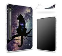 Custodia progettata per Samsung Galaxy Tab S9 FE 5G 11,9" 2023 con portapenne, retro trasparente con nebulosa gatto, cover paraurti sottile in morbido TPU antiurto
