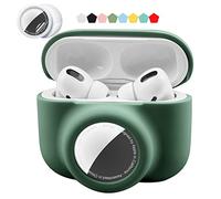 Custodia protettiva 2 in 1 compatibile con Airpods Pro e Airtag Case Combo Set, Silicone GPS Tracker Cover Holder Soft Shock Proof Anti-Scratch Anti-Lost(verde nerastro)