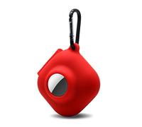 Custodia protettiva 2 in 1 in silicone adatta per Airtags Tracker/Beats Fit Pro Holder Combo con portachiavi, tracker e auricolari, custodia protettiva anti-smarrimento antiurto (rosso)