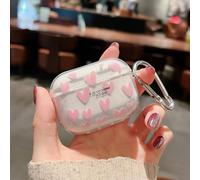 Custodia protettiva a cuore rosa con glitter compatibile con Apple Original AirPods Pro/2/3, copertura morbida per auricolari wireless per prevenire urti e graffi Apple AirPods 1/2,Apple AirPods Pro,A