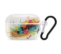 Custodia protettiva antiurto per auricolari a tema musica astratta, con moschettone, anti-caduta, per Airpods Pro di seconda generazione, colore bianco