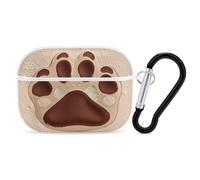 Custodia protettiva antiurto per auricolari con stampa di zampa di cane, custodia protettiva per Airpods Pro di seconda generazione, con moschettone, anti-caduta, colore bianco